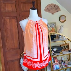 Women's Orange and Coral Peach Boho Handkerchief Style Tank Size Medium